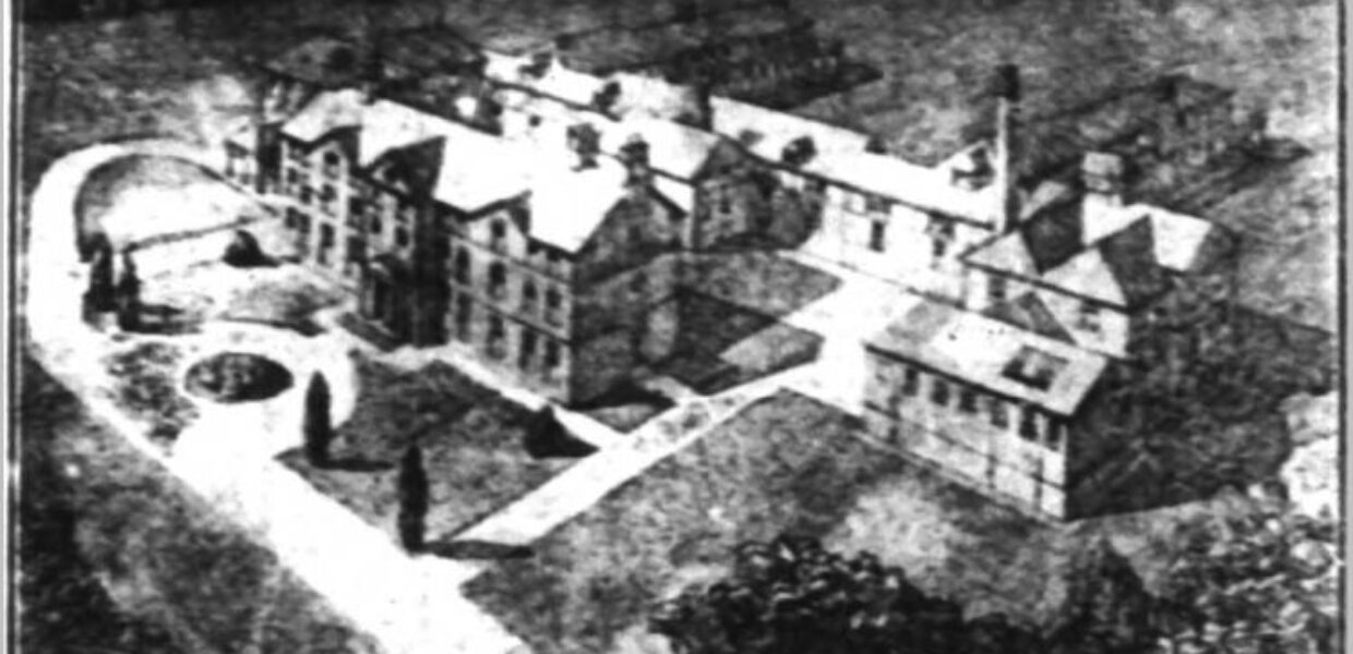 A sketch of the original Scunthorpe Hospital, printed in the Lincolnshire Chronicle